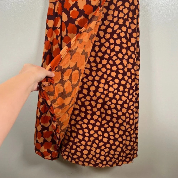 Anthropologie Jennifer Midi Faux Wrap Skirt Size 4 Orange Leopard Print Work - Picture 6 of 11